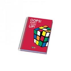 RUBIK ROJO CUADERNO ESPIRAL TAPA DURA 96 HOJAS A-5